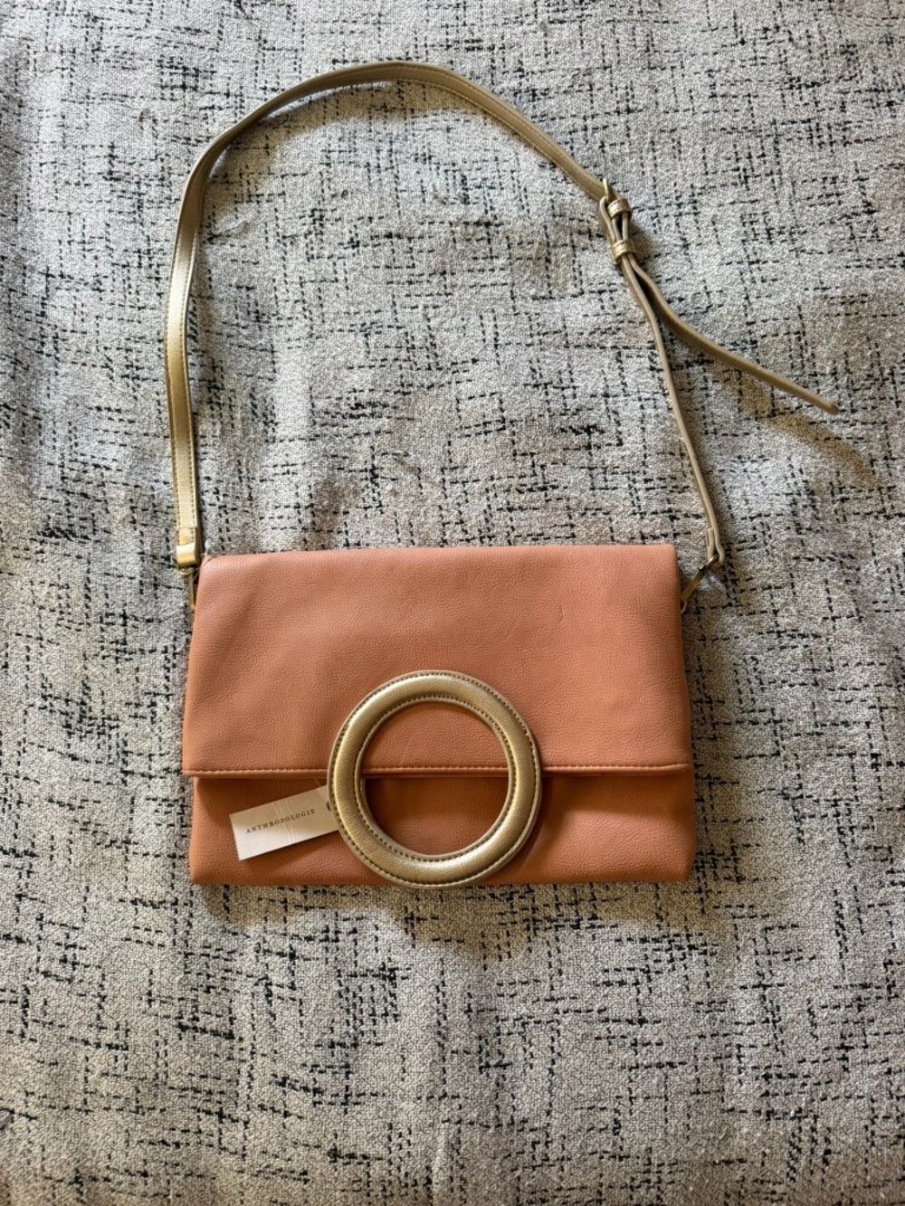 NWT Anthropologie Tabitha Foldover Rose & Gold Clutch